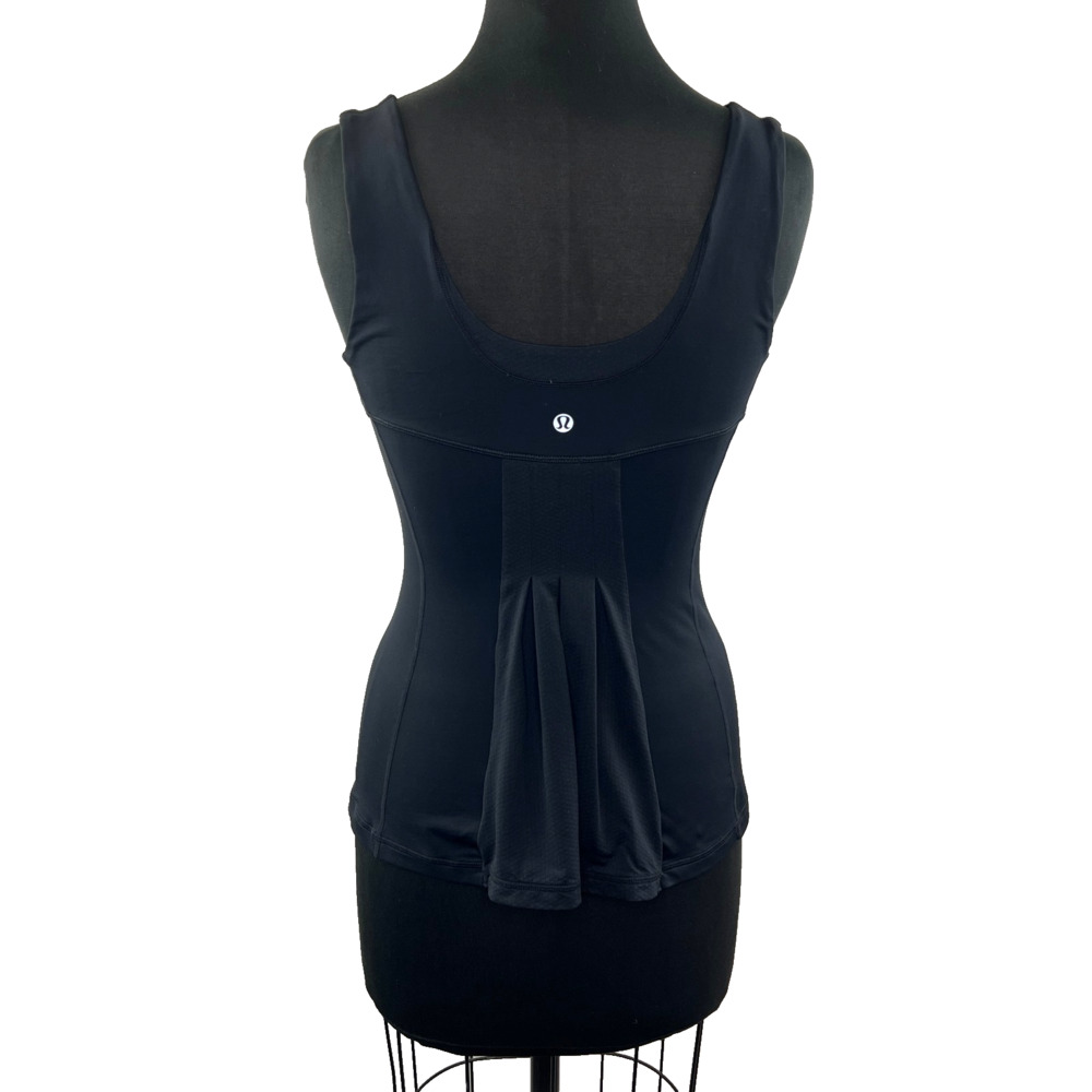 LULULEMON Black Run Distance Tank Top Sleeveless Cami Pleated Back Size 4